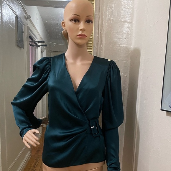 ASOS Deep Green Wrap Blouse with Buckle - Picture 11 of 11